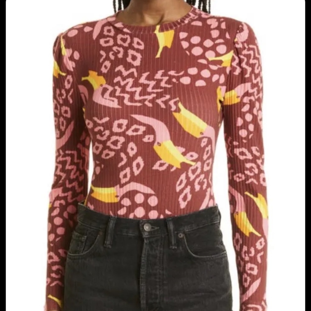 Farm Rio Toucanissimo Long Sleeve Stretch Cotton Body Suit - Picture 2 of 9